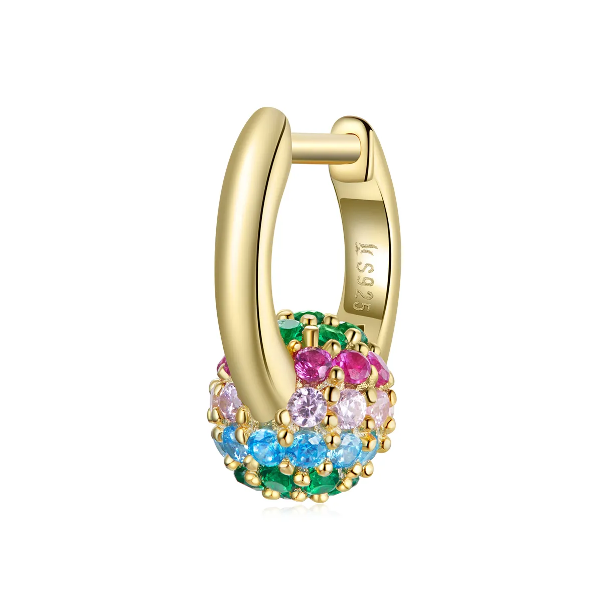 Pandora Style Rainbow Ball Hoop Earrings - SCE1100