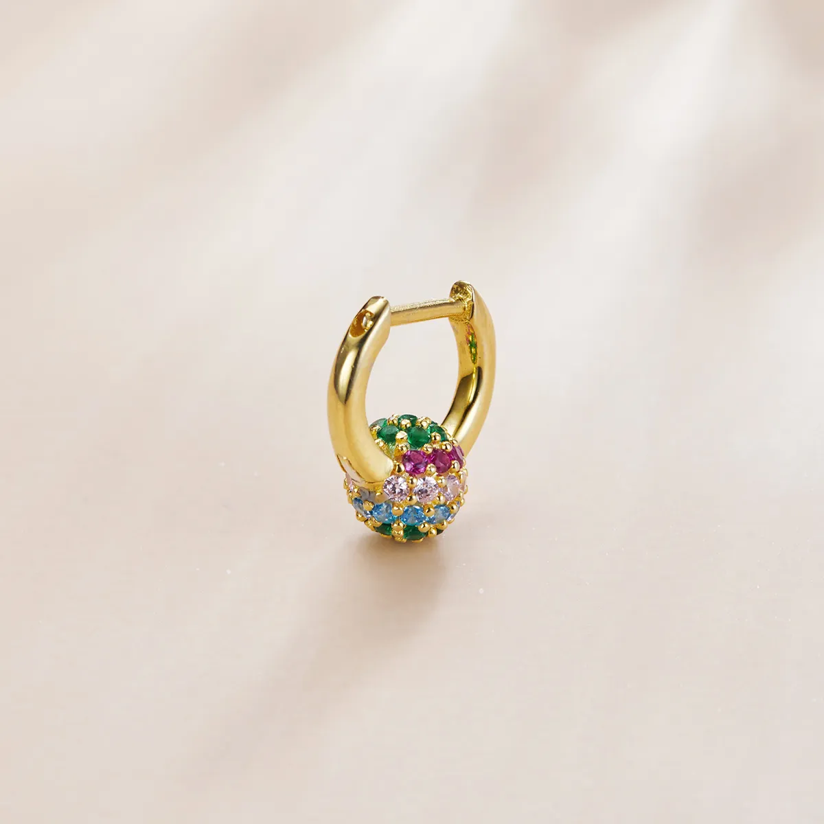 Pandora Style Rainbow Ball Hoop Earrings - SCE1100