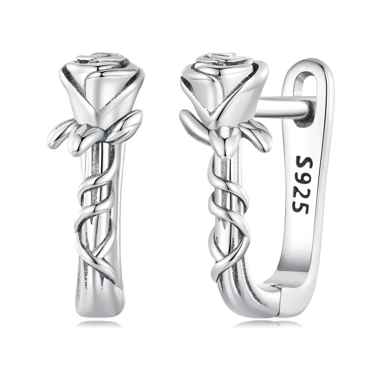 Pandora Style Roses Hoop Earrings - BSE716