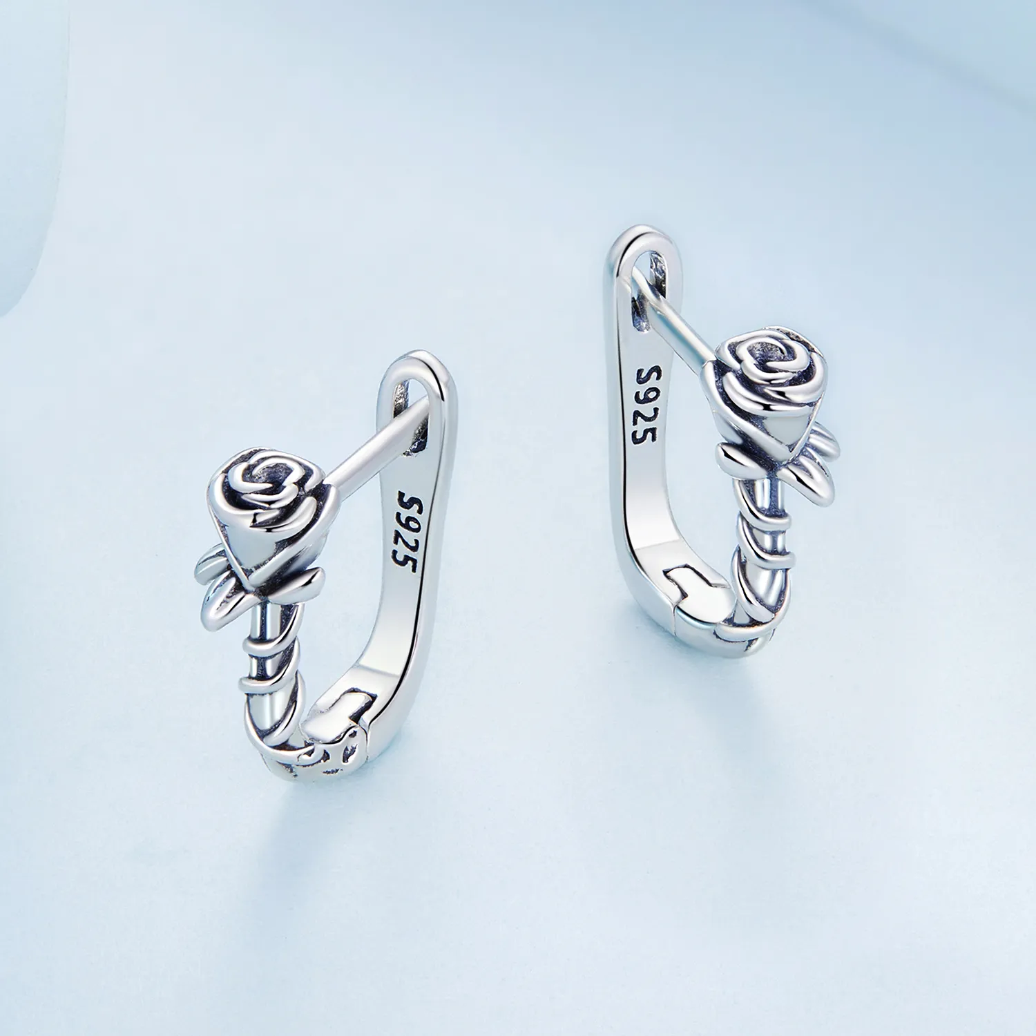 Pandora Style Roses Hoop Earrings - BSE716