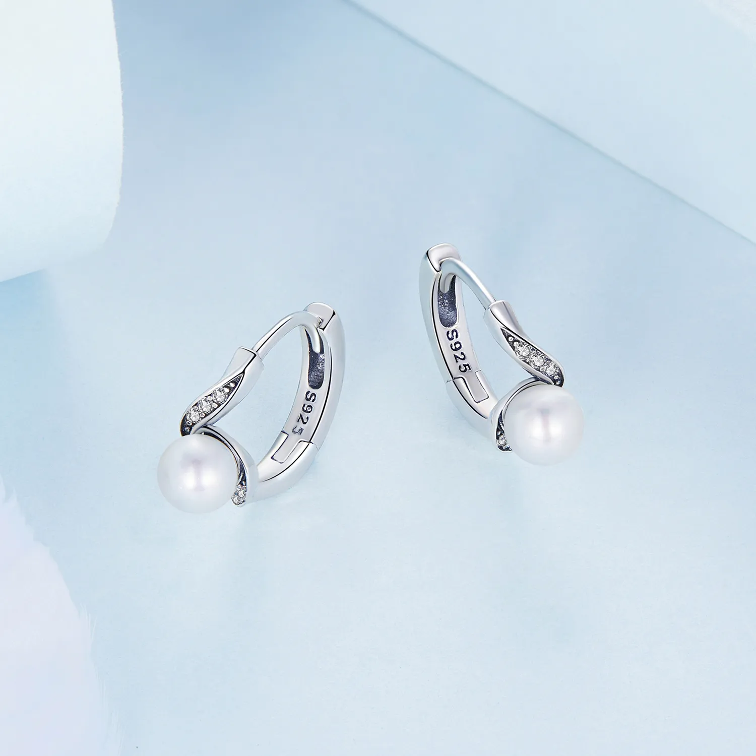 Pandora Style Shell Beads Hoop Earrings - BSE710