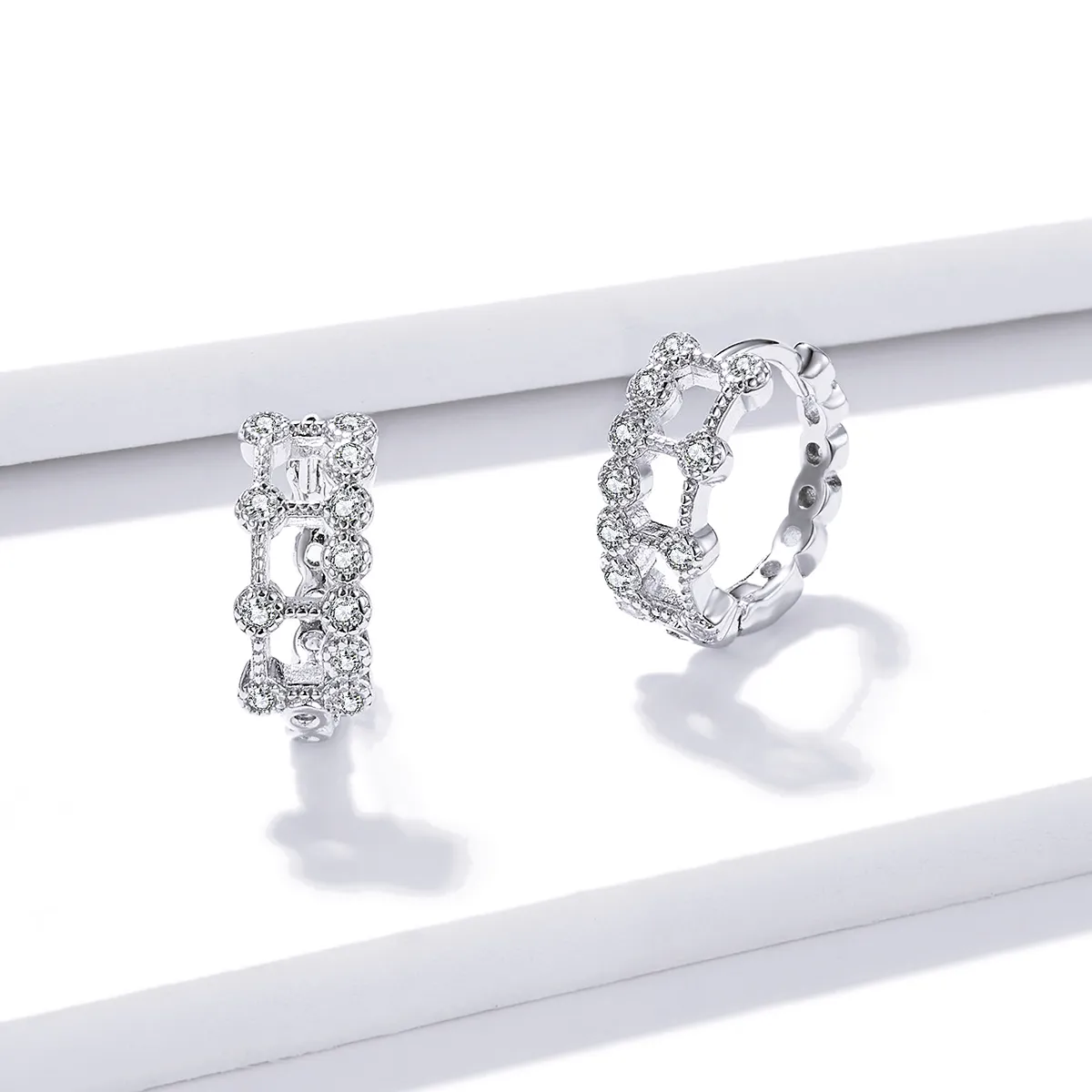 Pandora Style Simple Double Layer Hoop Earrings - BSE458