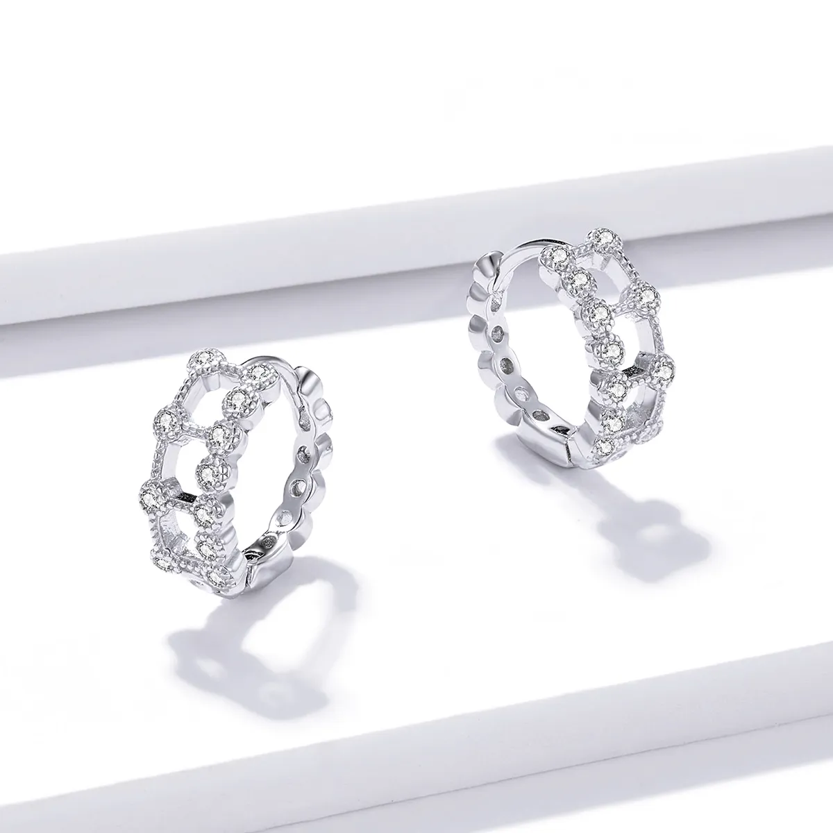 Pandora Style Simple Double Layer Hoop Earrings - BSE458