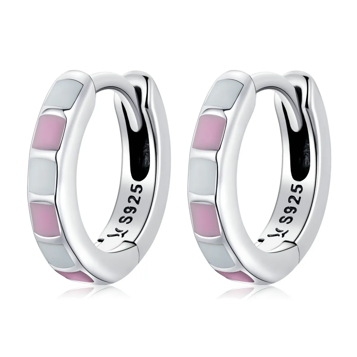 Pandora Style Simple Grid Hoop Earrings - SCE1372