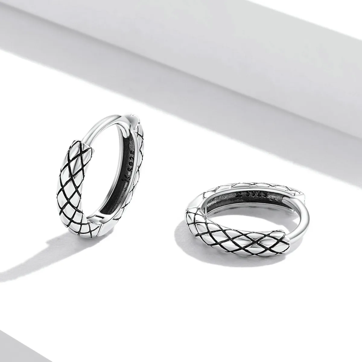 Pandora Style Snake Pattern Hoop Earrings - SCE1354