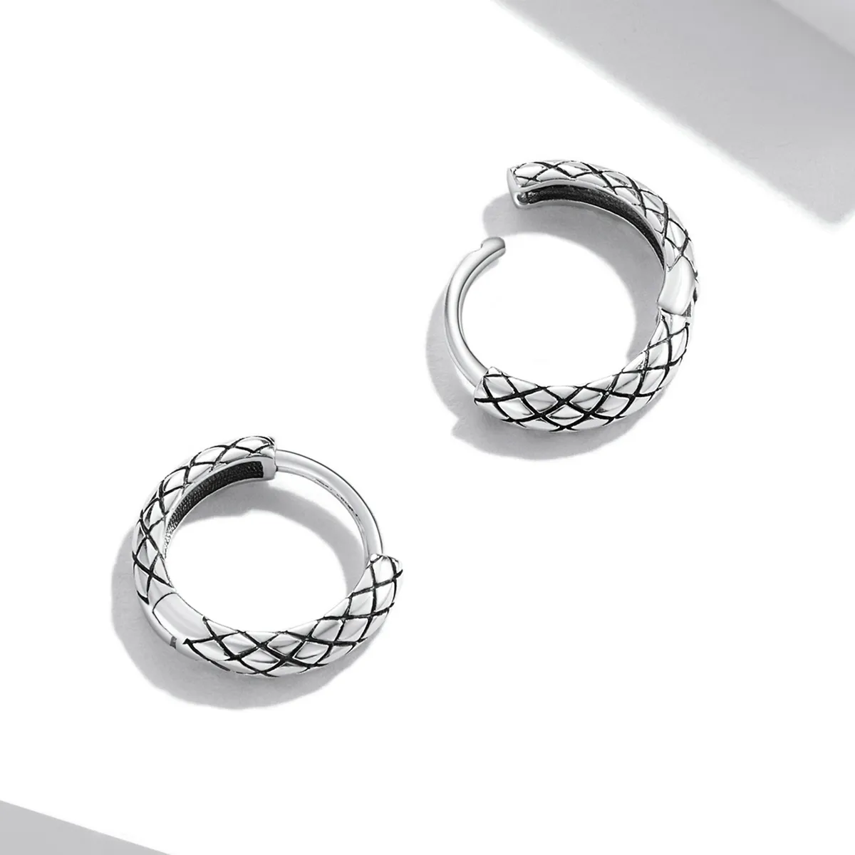 Pandora Style Snake Pattern Hoop Earrings - SCE1354