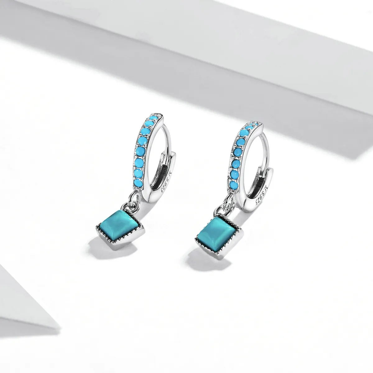 Pandora Style Turquoise Hoop Earrings - SCE1307