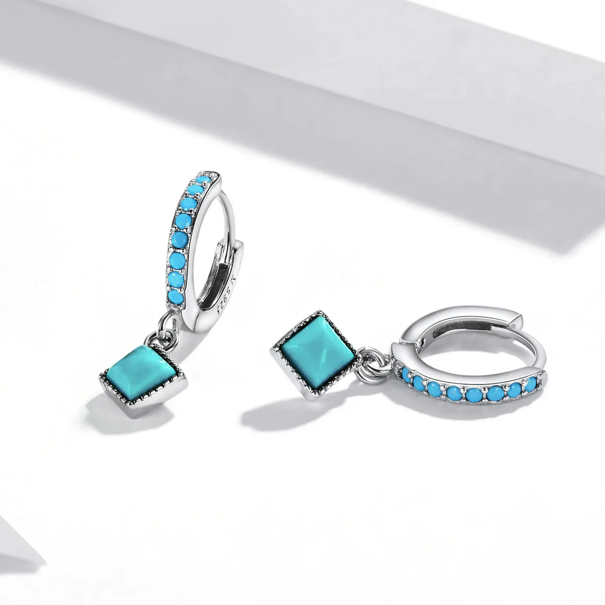 Pandora Style Turquoise Hoop Earrings - SCE1307