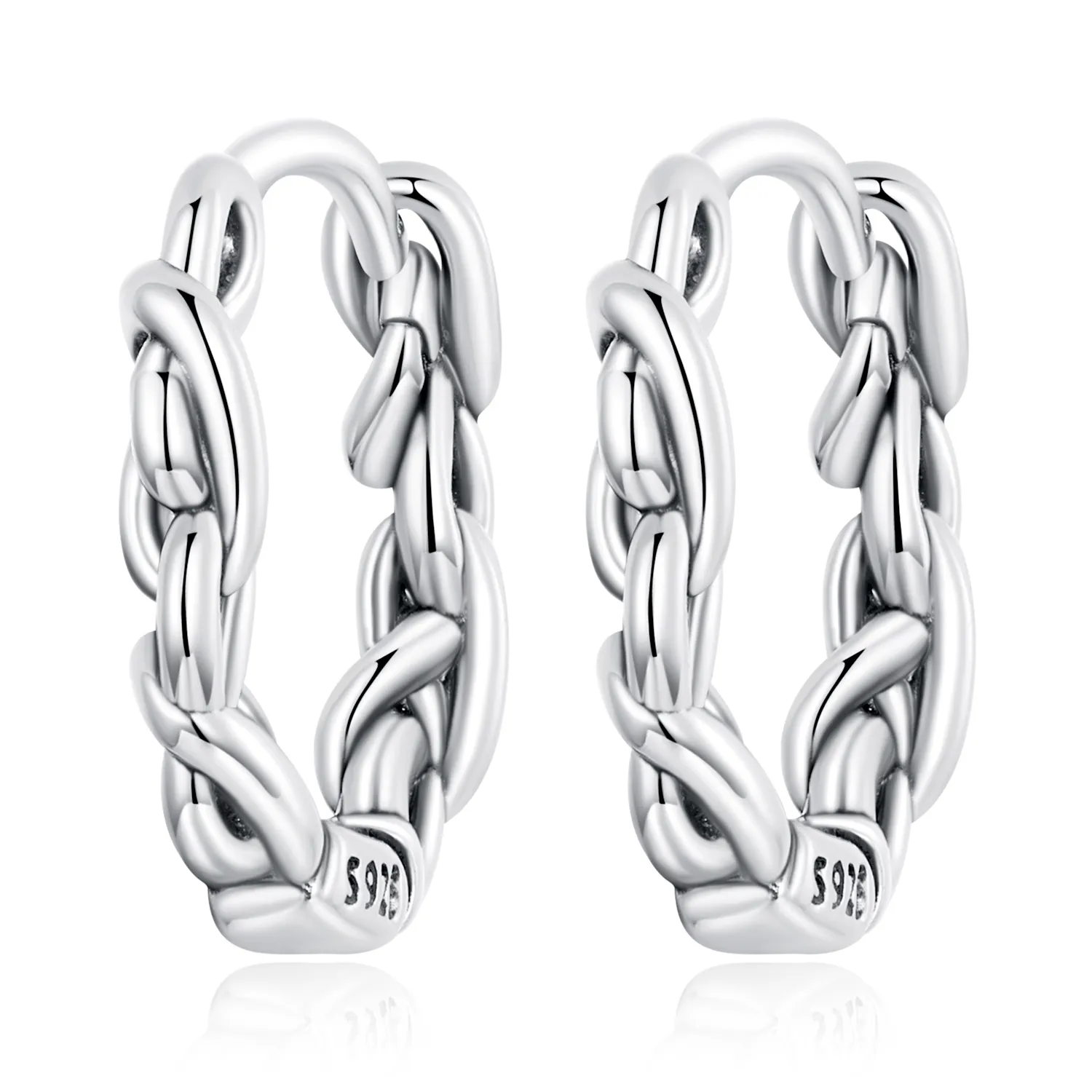 pandora style twisted rope hoop earrings sce1432