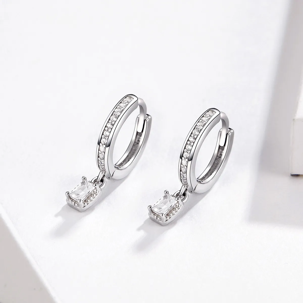 Pandora Style Zircon Love Hoop Earrings - BSE157