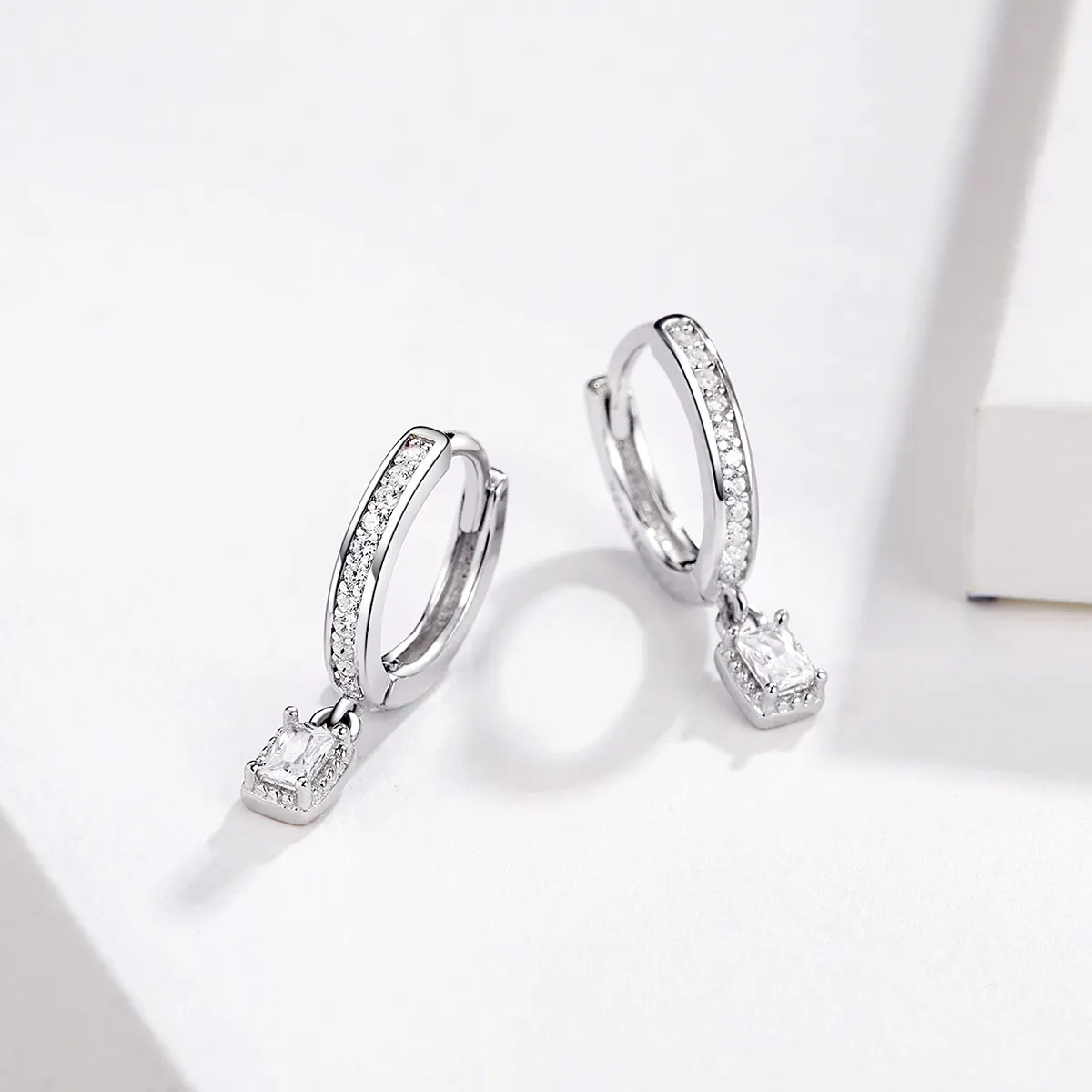 Pandora Style Zircon Love Hoop Earrings - BSE157