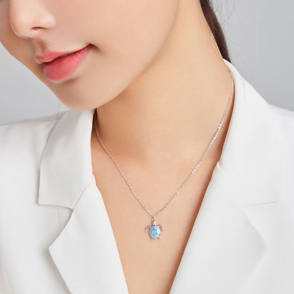 Pandora Style Blue Turtle Necklace - SCN446