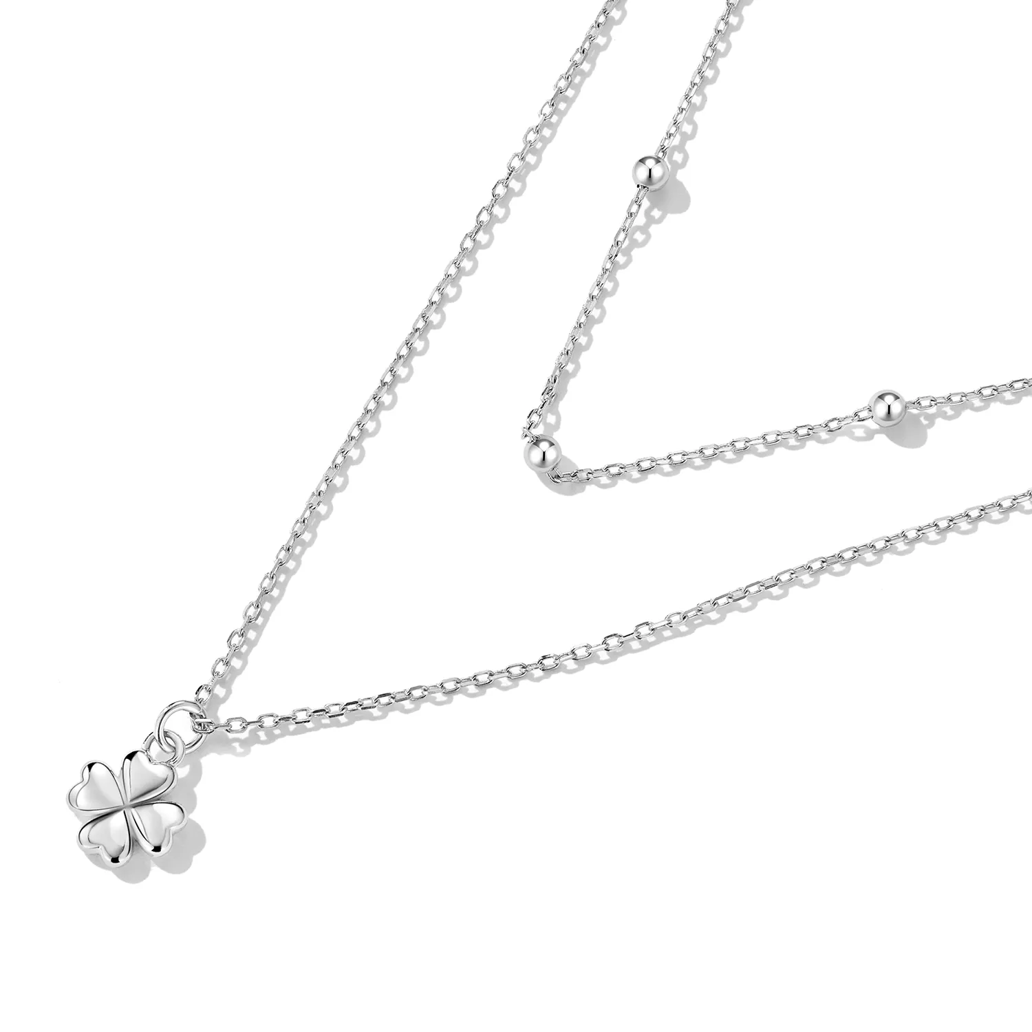 Pandora Style Double Clover Necklace - SCN481