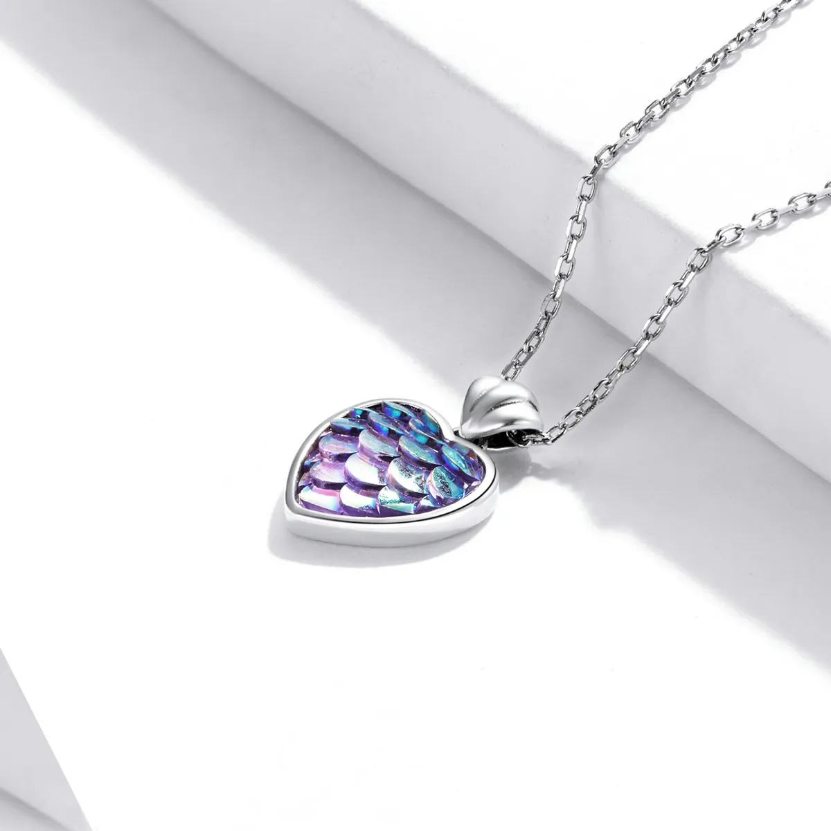 Pandora Style Fish Scale Heart Necklace - SCN468