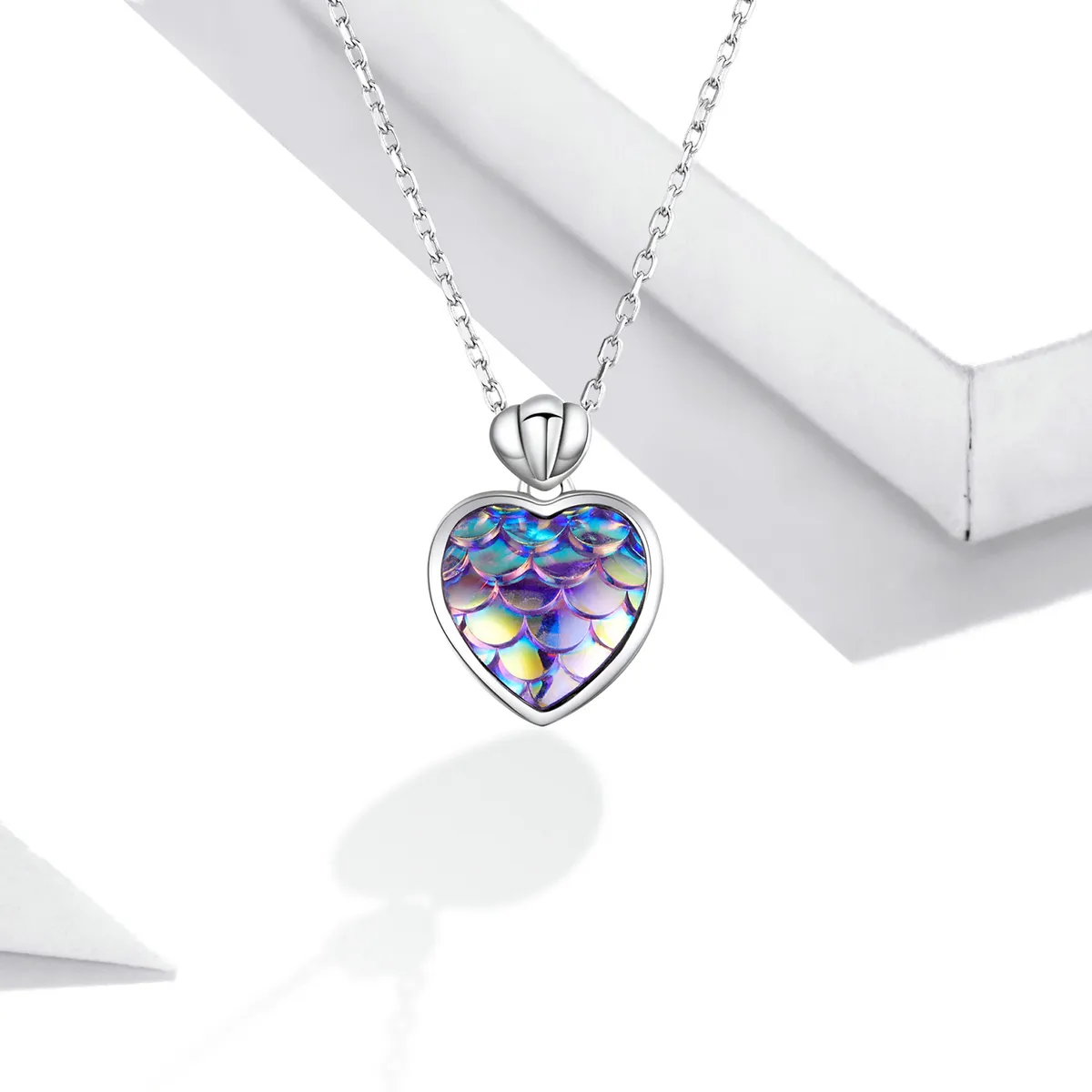 Pandora Style Fish Scale Heart Necklace - SCN468