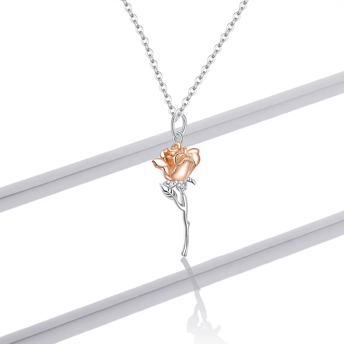 Pandora Style Graceful Rose Necklace - BSN190