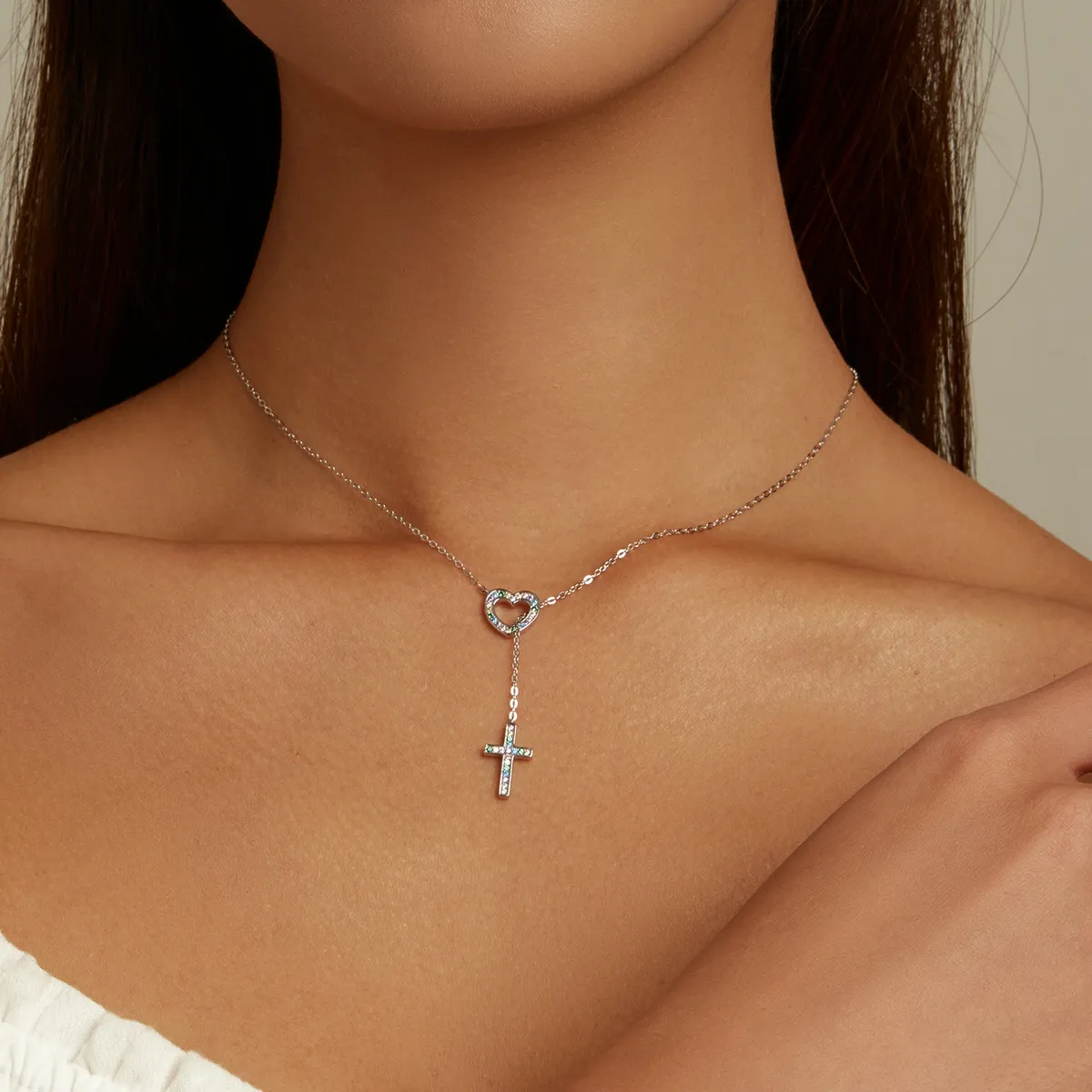 Pandora Style Love Cross Necklace - BSN244