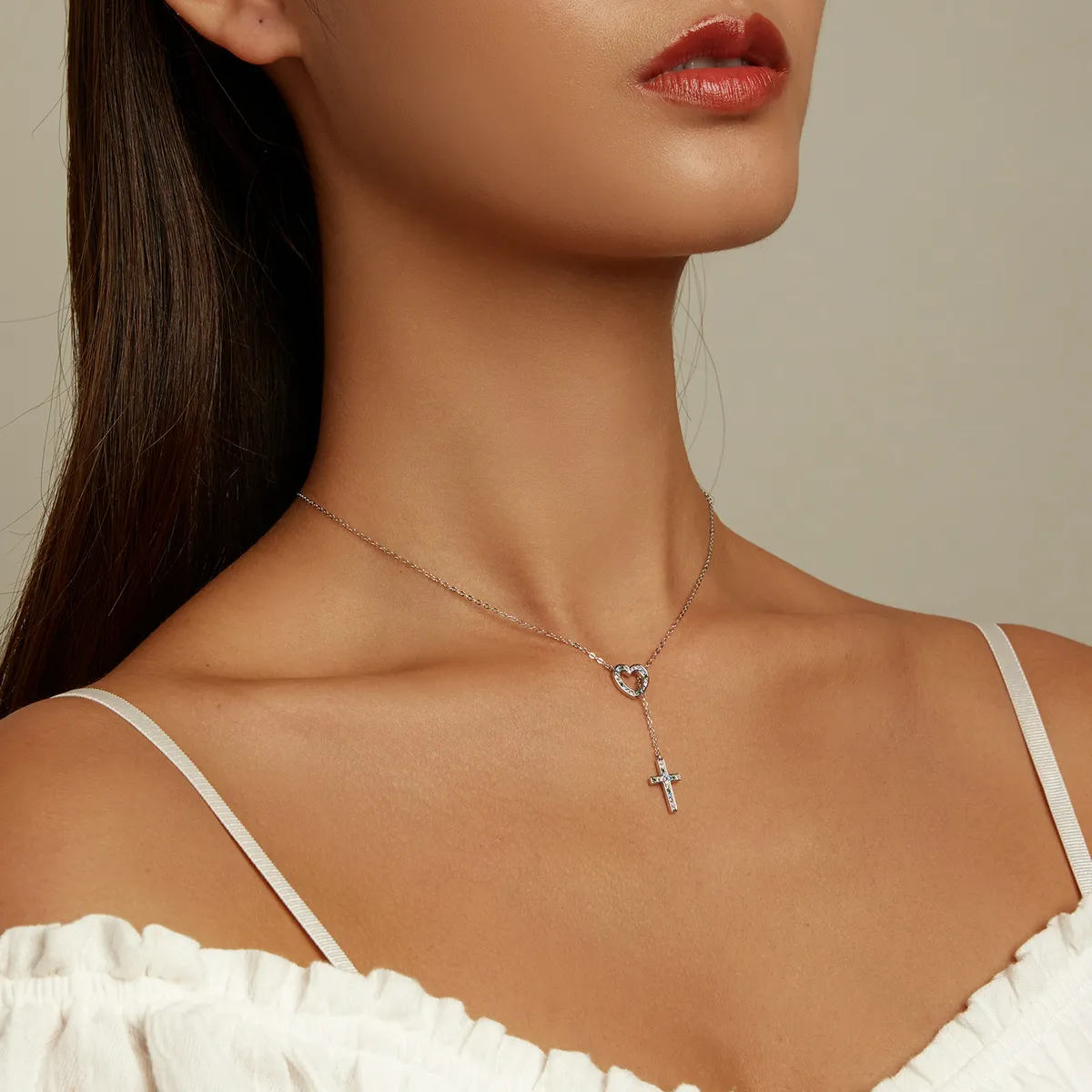 Pandora Style Love Cross Necklace - BSN244