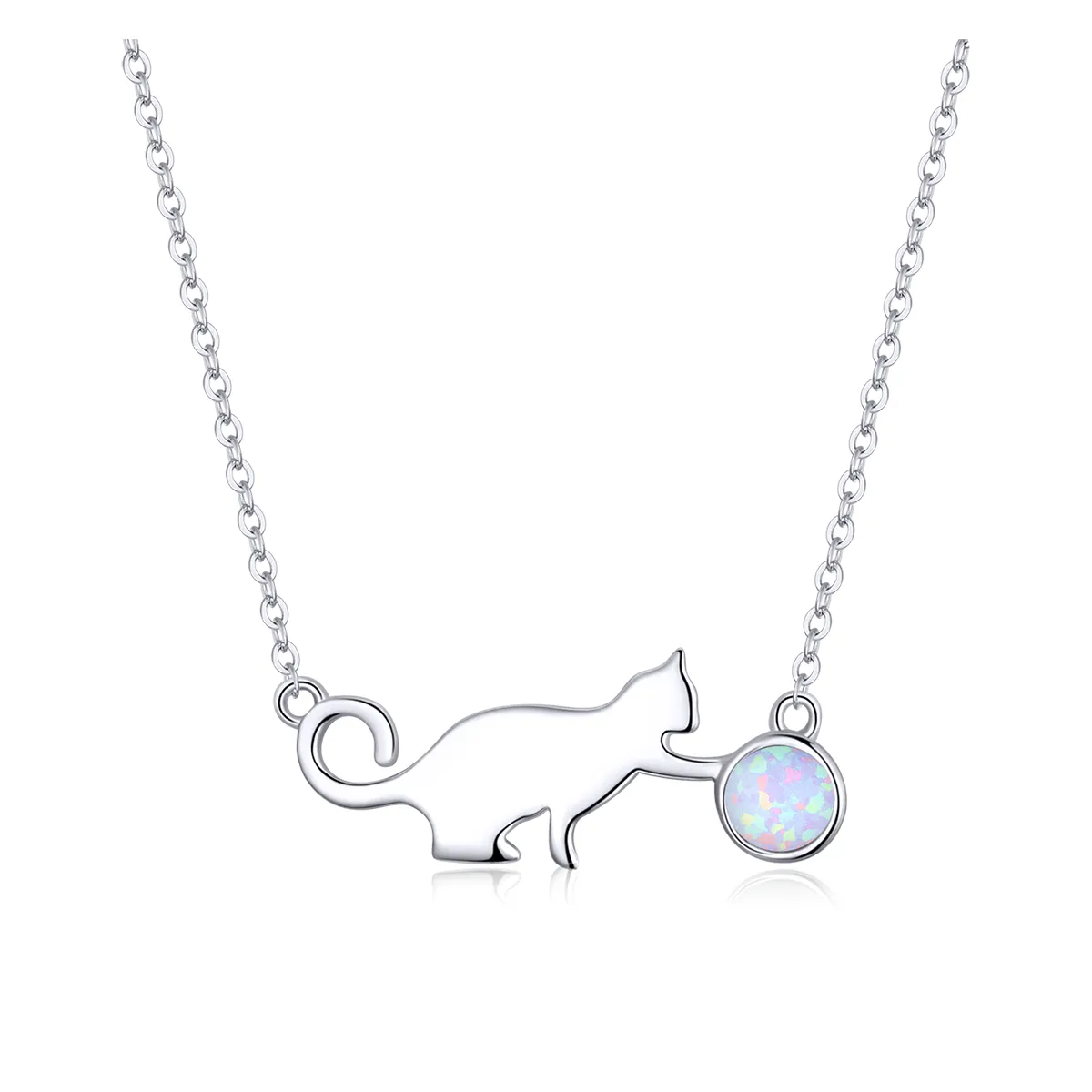 Pandora Style Opal Cat Necklace - SCN395