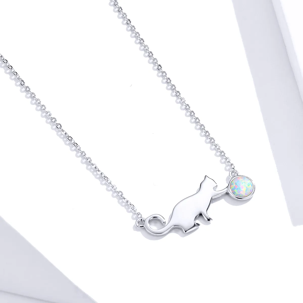 Pandora Style Opal Cat Necklace - SCN395