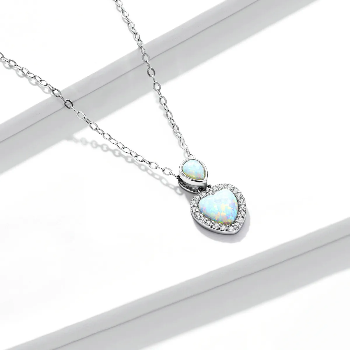 Pandora Style Opal Love Necklace - BSN243