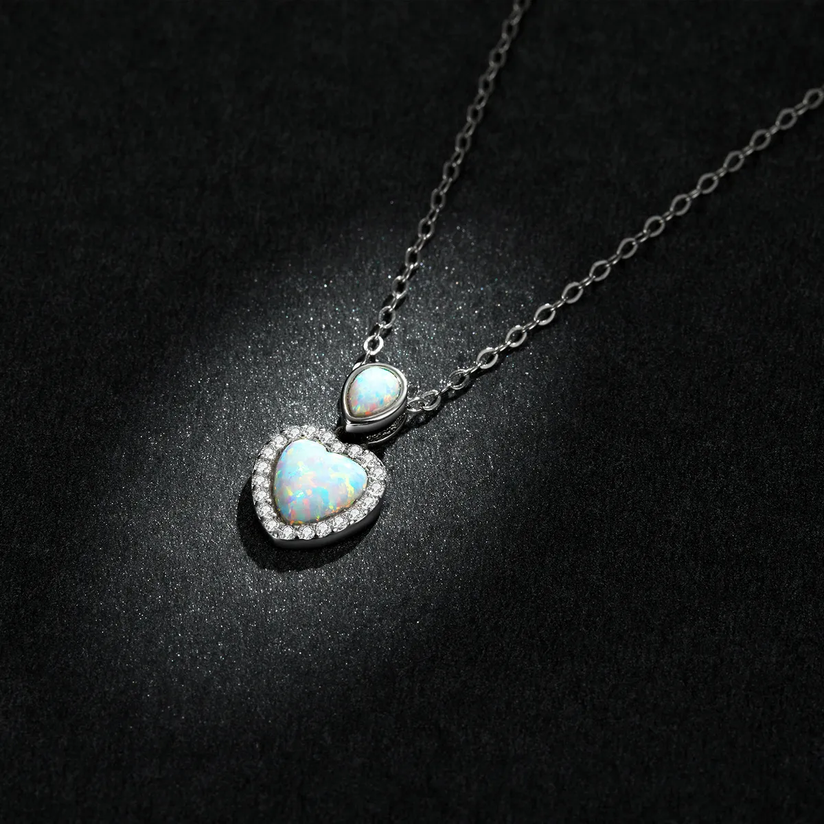 Pandora Style Opal Love Necklace - BSN243