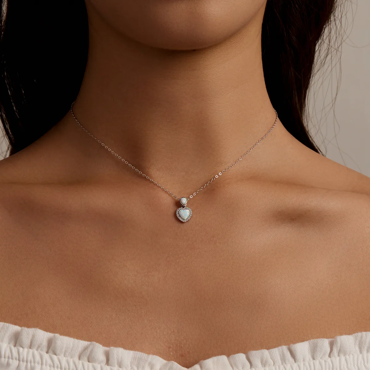 Pandora Style Opal Love Necklace - BSN243