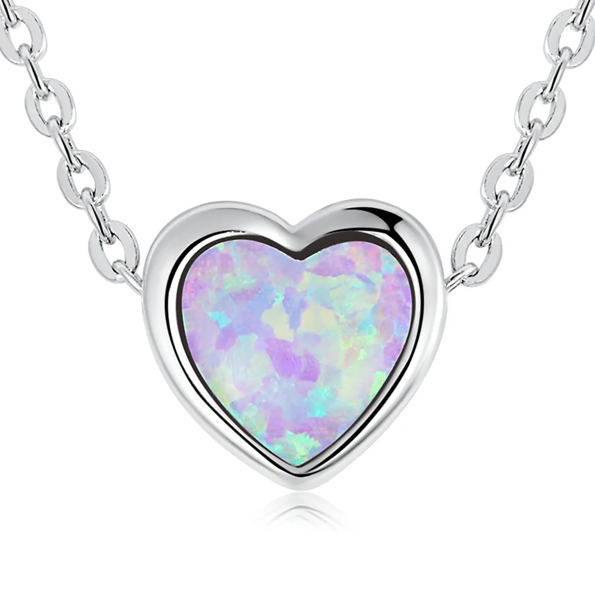 Pandora Style Opal Love Necklace - SCN471