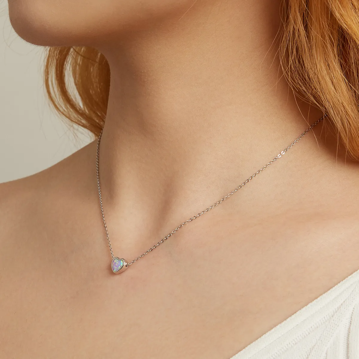 Pandora Style Opal Love Necklace - SCN471