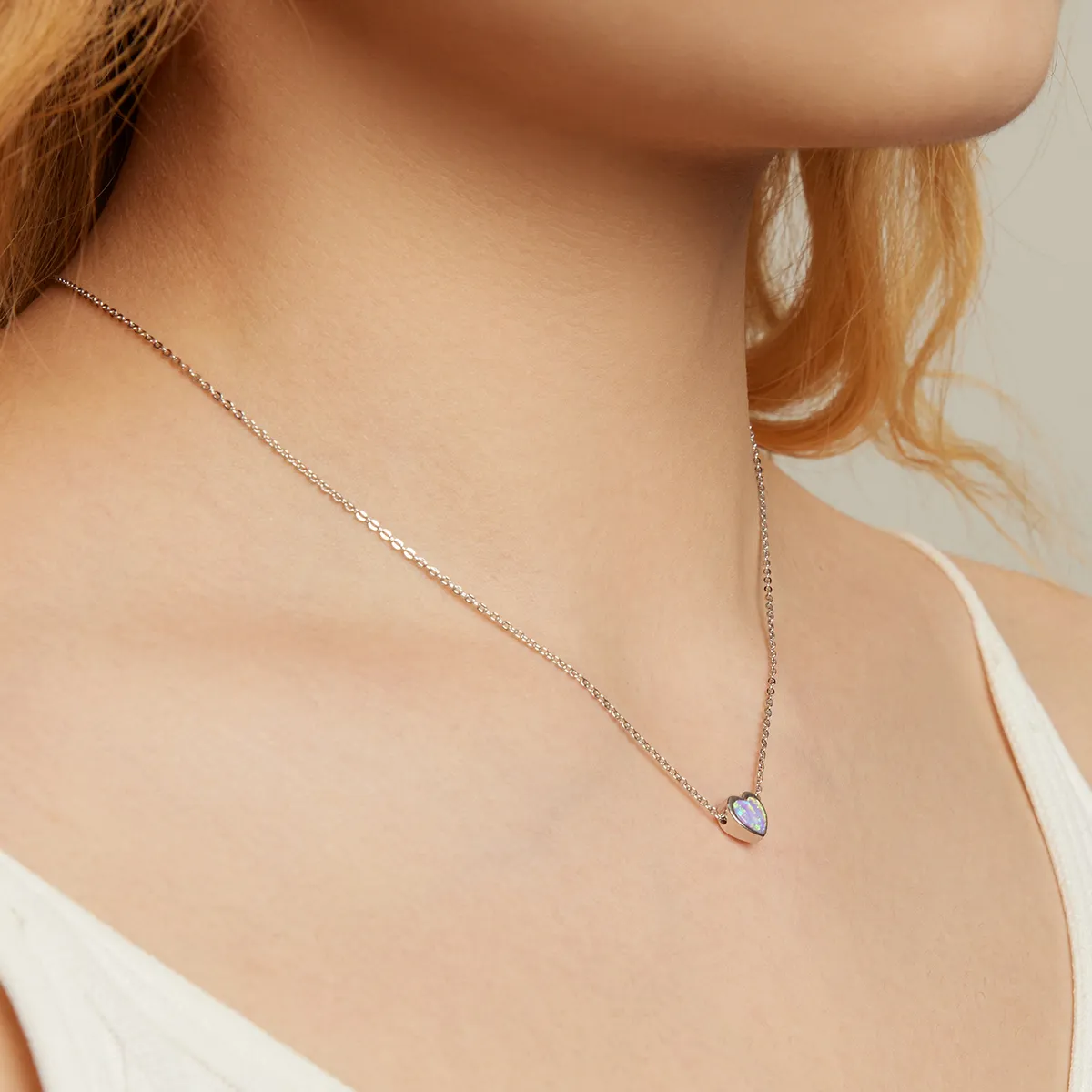 Pandora Style Opal Love Necklace - SCN471