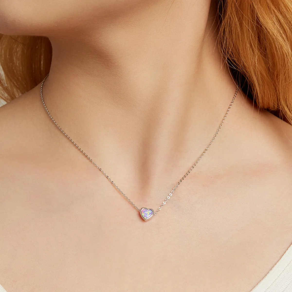 Pandora Style Opal Love Necklace - SCN471