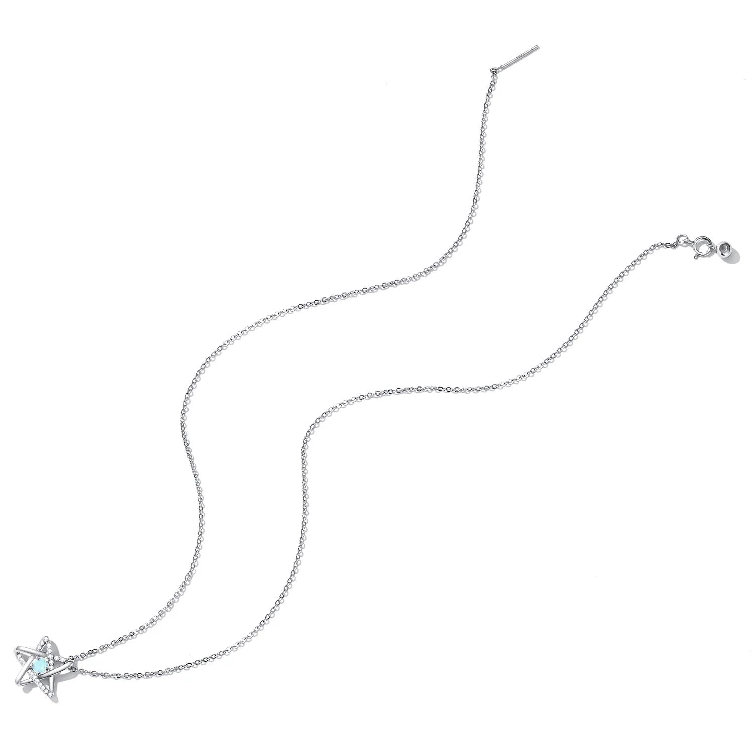 Pandora Style Opal Star Necklace - SCN473