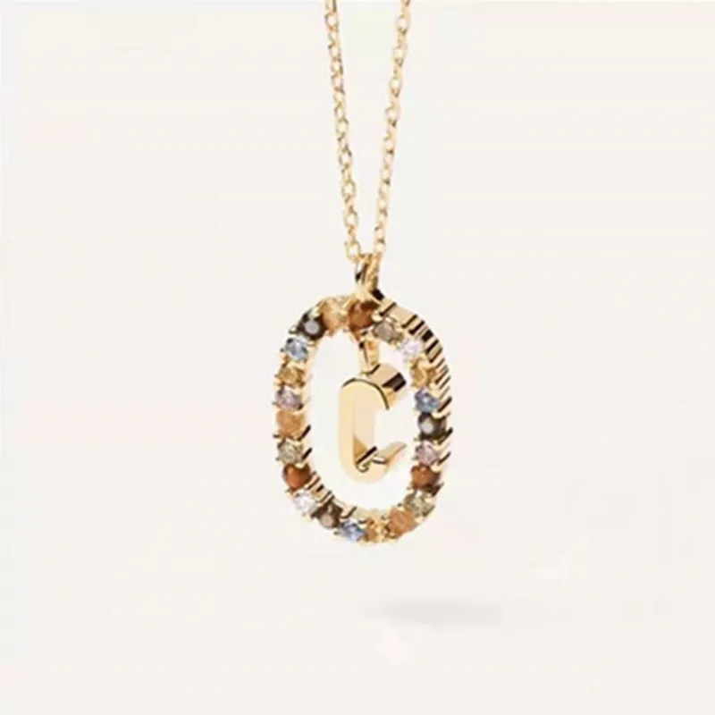 Pandora Style Shine Letter C Necklace - BSN245-C