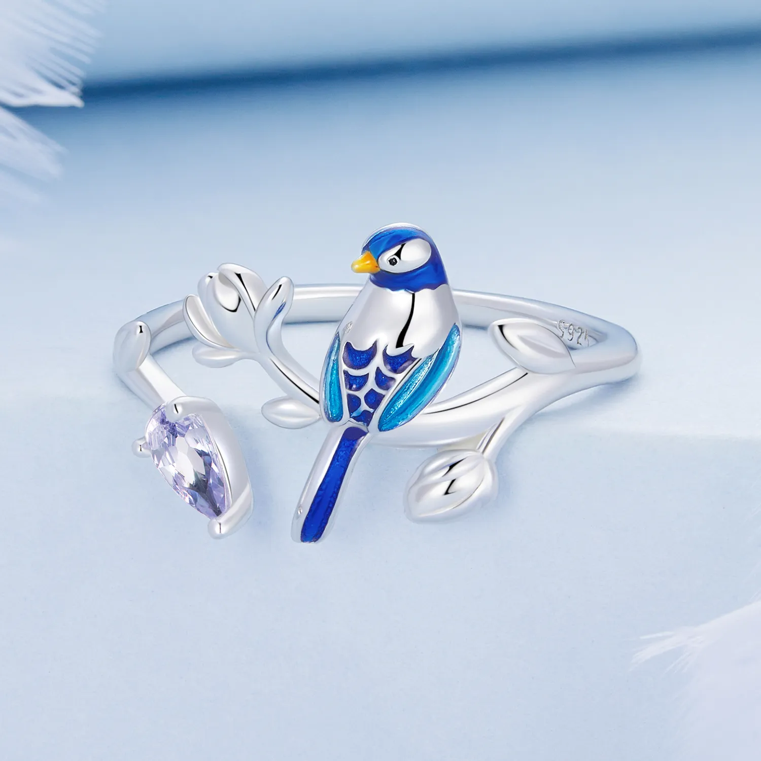 Pandora Style Bird and Flower Open Ring - BSR288