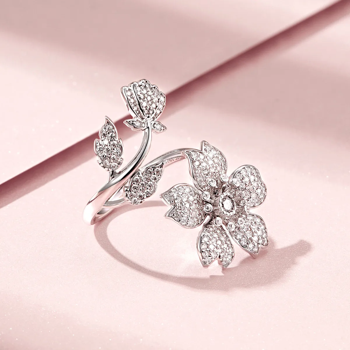 Pandora Style Cherry Blossoms Open Ring - BSR076