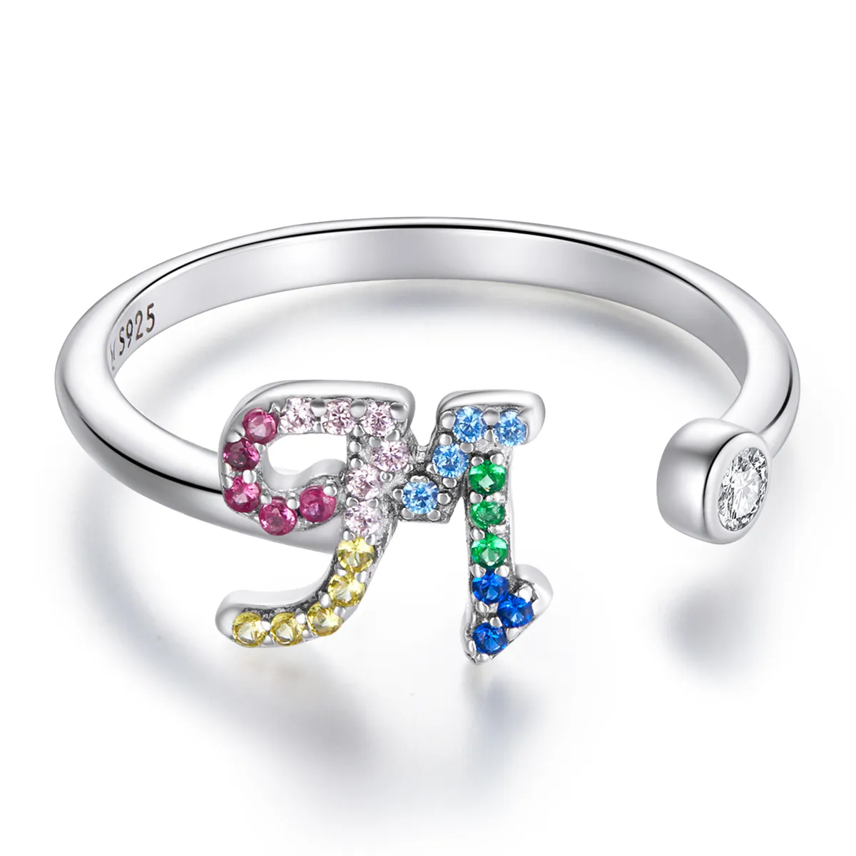 Pandora Style Colorful Letter-M Open Ring - SCR723-M