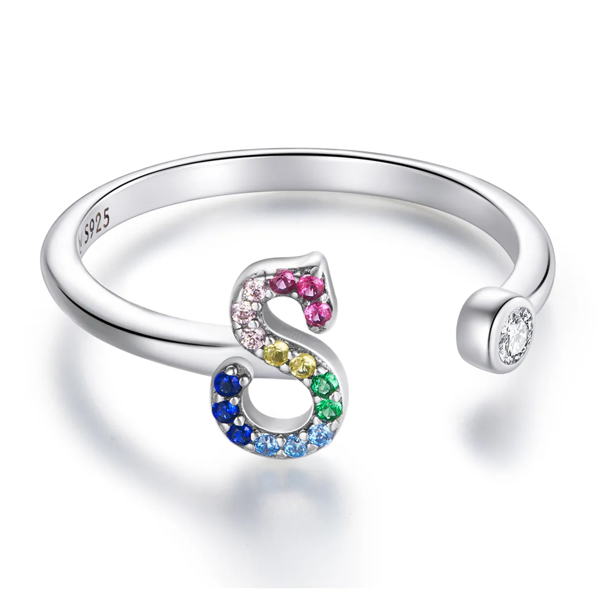 Pandora Style Colorful Letter-S Open Ring - SCR723-S