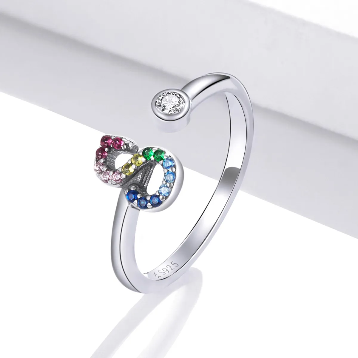 Pandora Style Colorful Letter-S Open Ring - SCR723-S