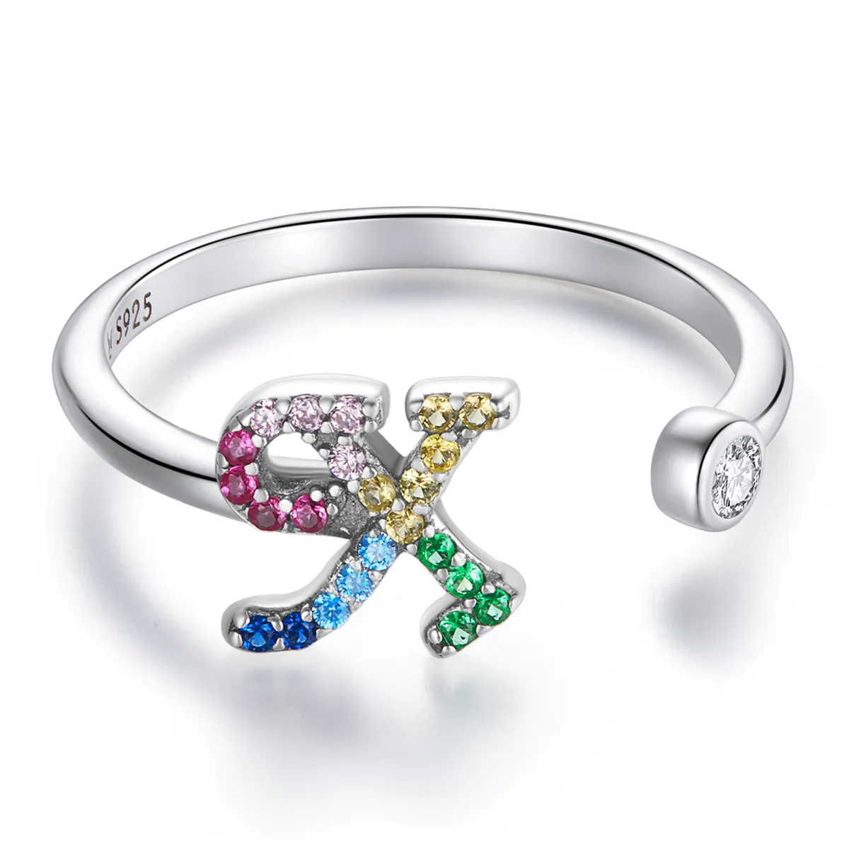 Pandora Style Colorful Letter-X Open Ring - SCR723-X