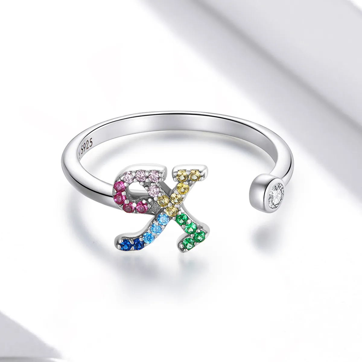 Pandora Style Colorful Letter-X Open Ring - SCR723-X