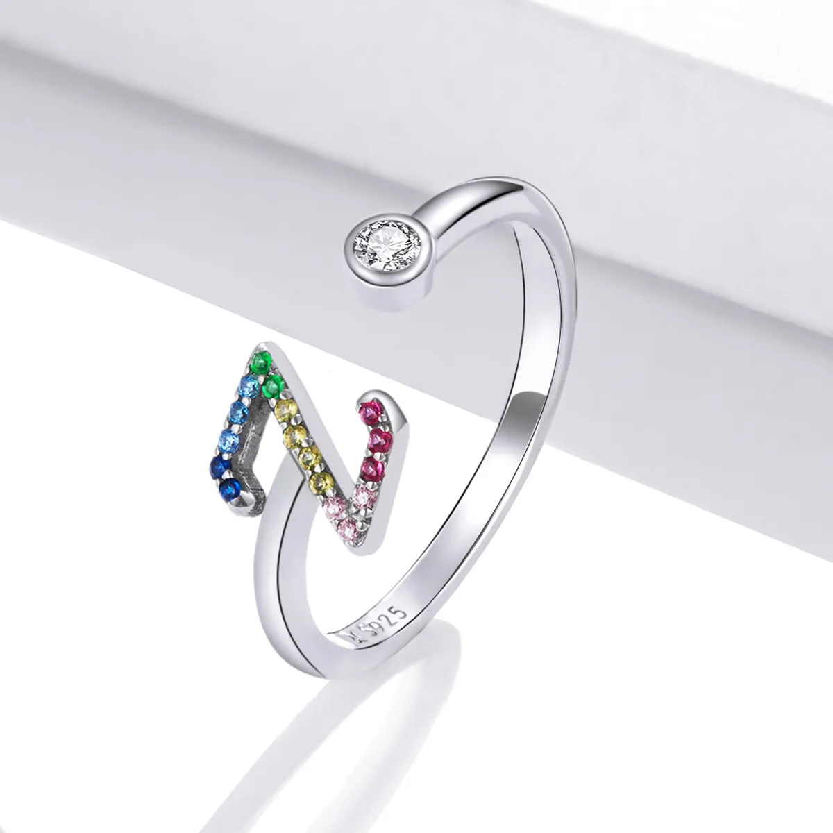 Pandora Style Colorful Letter-Z Open Ring - SCR723-Z