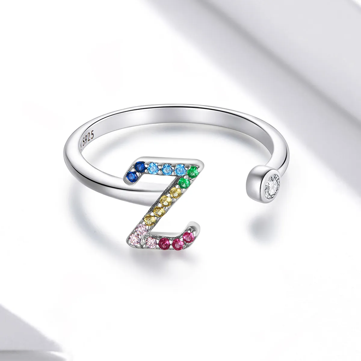 Pandora Style Colorful Letter-Z Open Ring - SCR723-Z