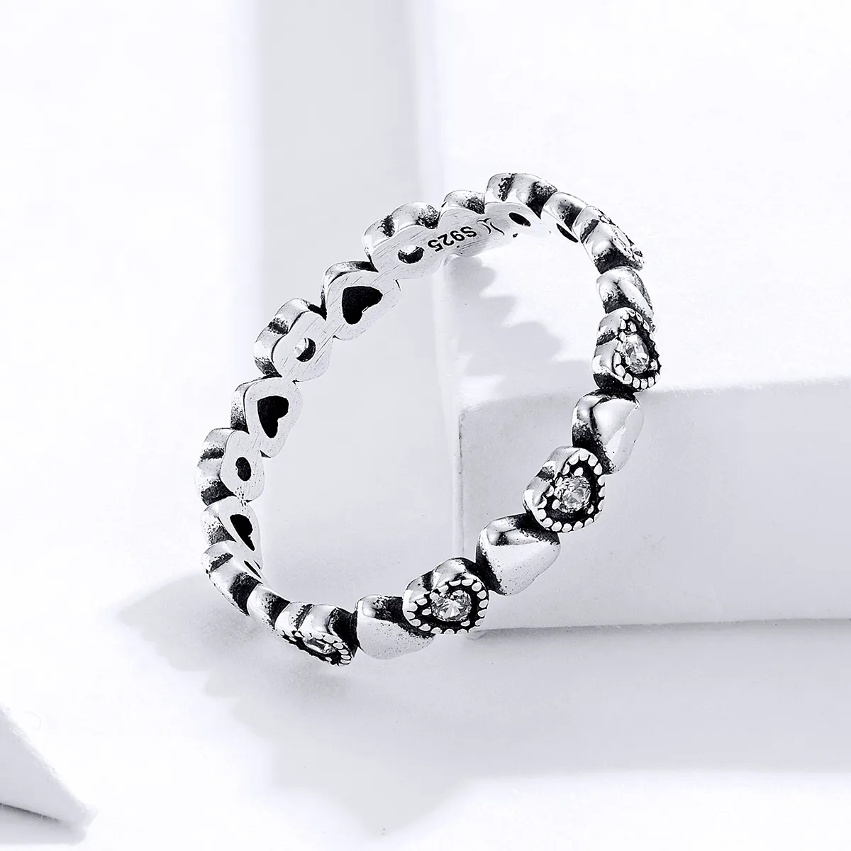 Pandora Style Crossed Hearts Ring - SCR140-WH