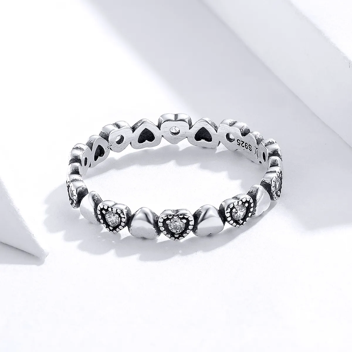 Pandora Style Crossed Hearts Ring - SCR140-WH