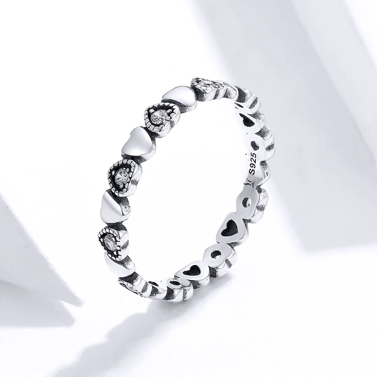 Pandora Style Crossed Hearts Ring - SCR140-WH