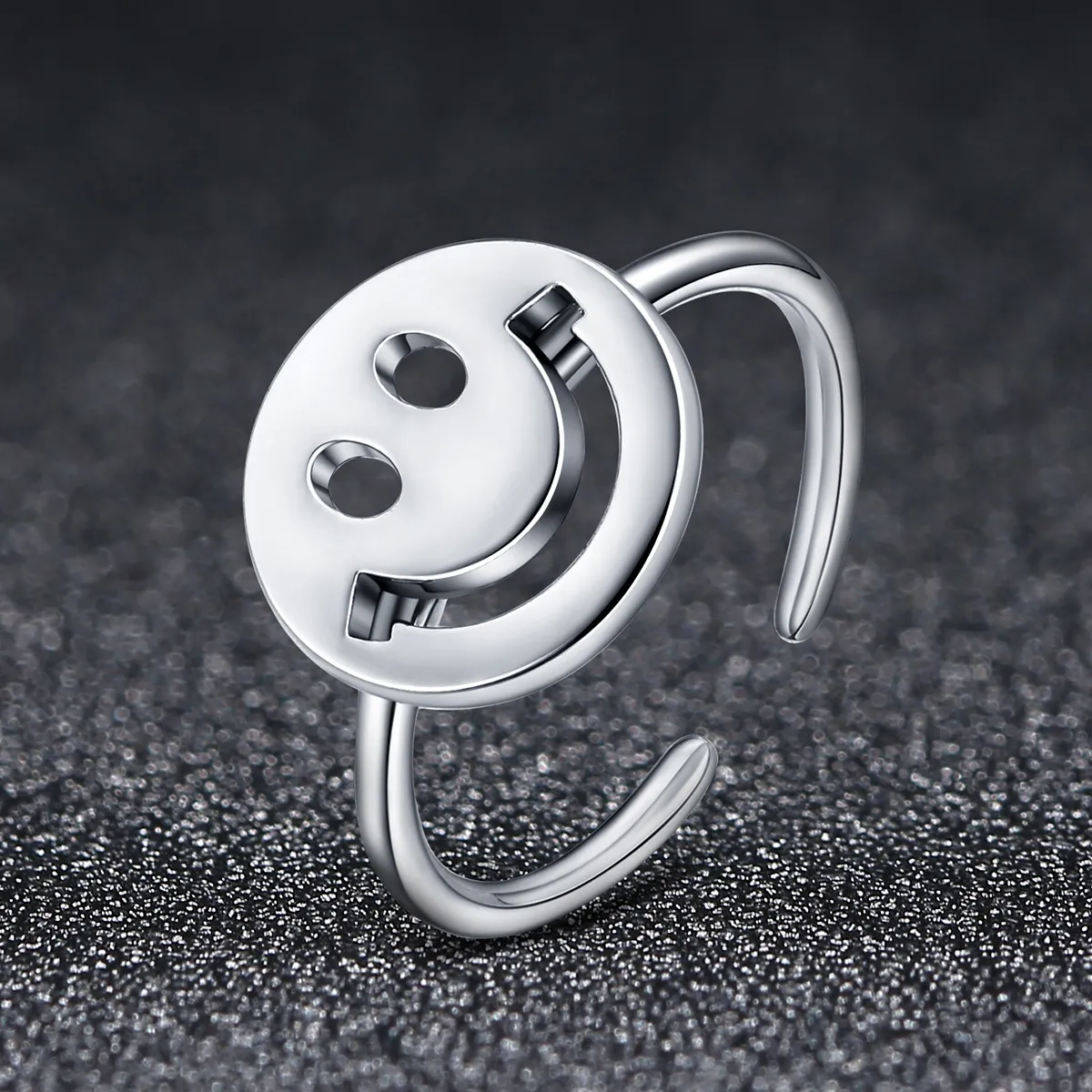 Pandora Style Cute Smiley Face Open Ring - VSR117