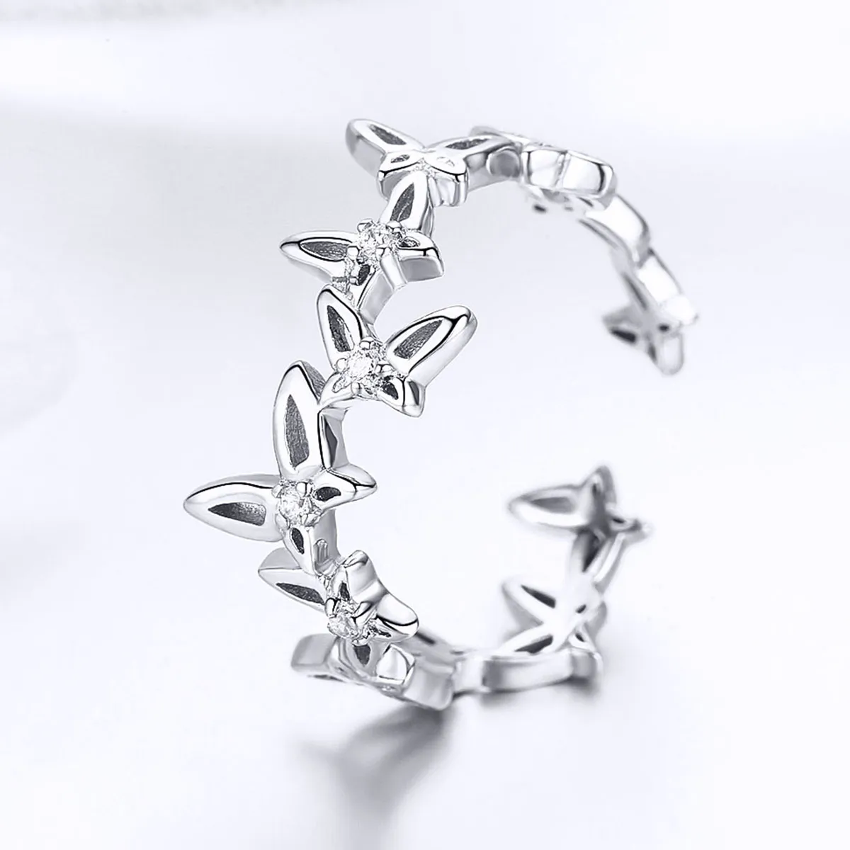 Pandora Style Dancing Butterflies Open Ring - BSR027