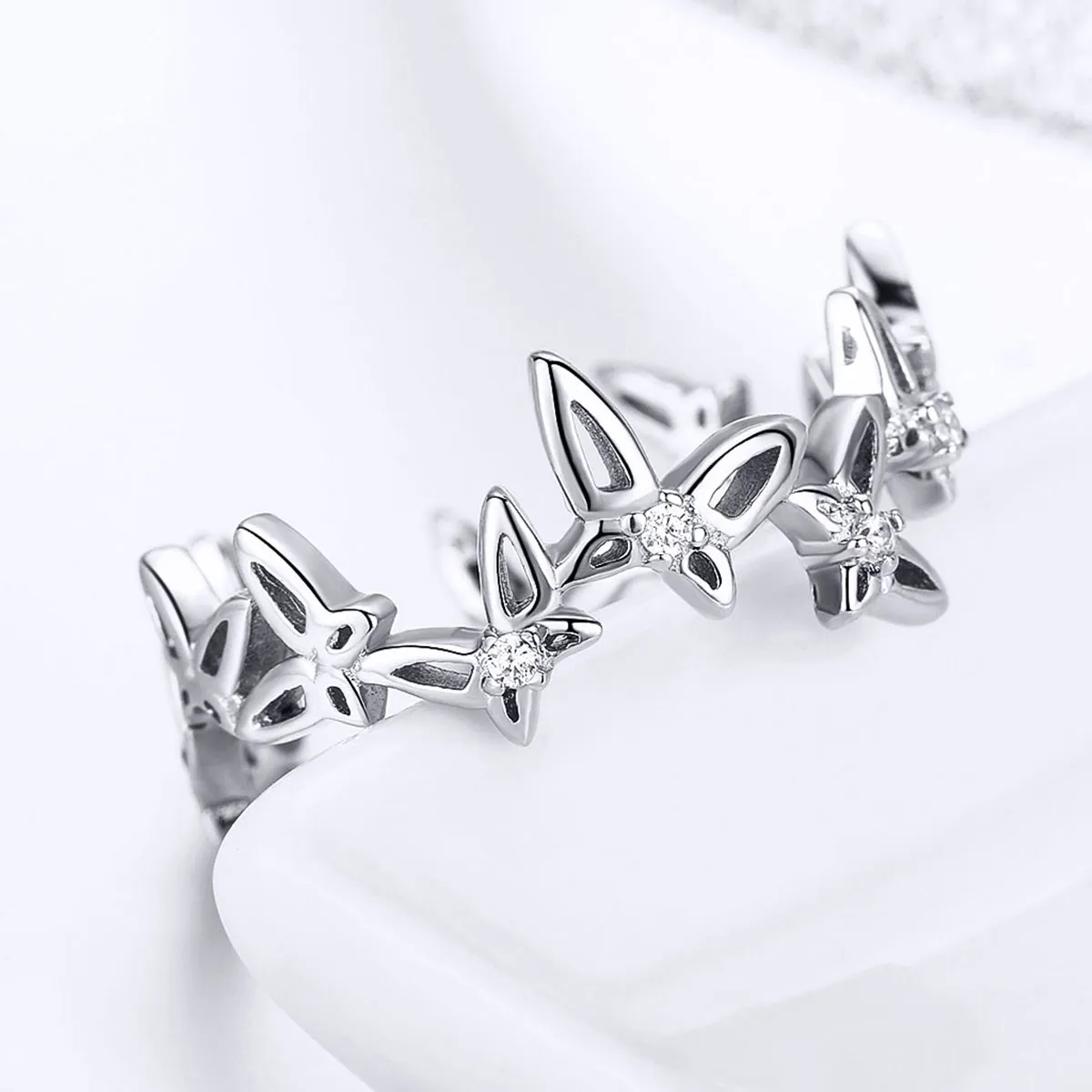 Pandora Style Dancing Butterflies Open Ring - BSR027