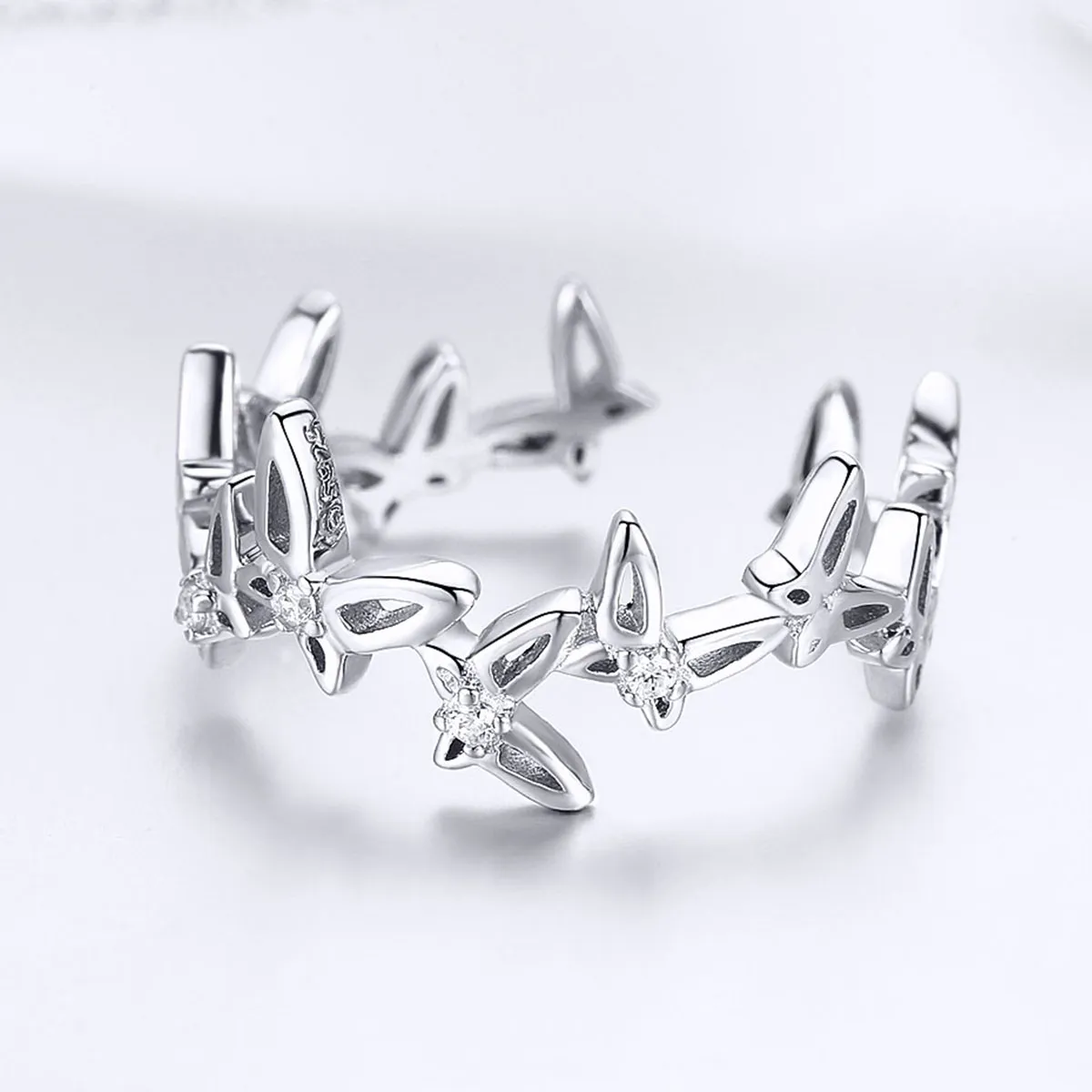 Pandora Style Dancing Butterflies Open Ring - BSR027