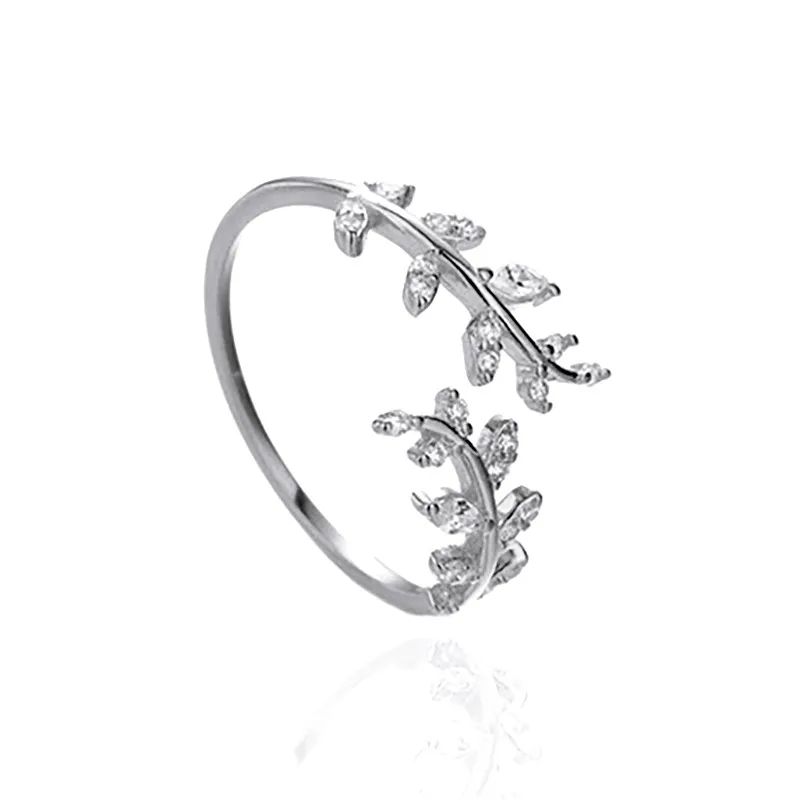 Pandora Style Delicate Leaves Open Ring - BSR241-A